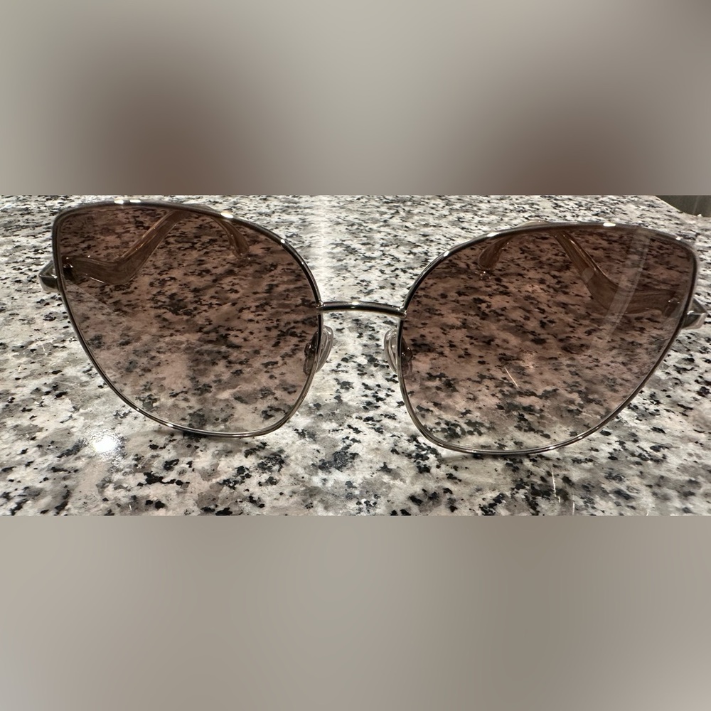 $75!! Jimmy Choo Brand Light Silver with Brown Square Sunglasses. FREE SHIPPING